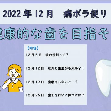 12月病ボラ便り『健康的な歯を目指そう』